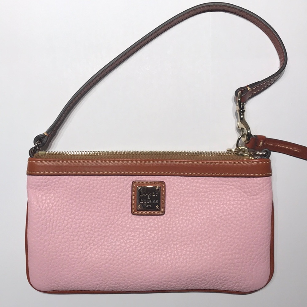 Dooney and Bourke Pink/Tan Leather Wristlet. NWT